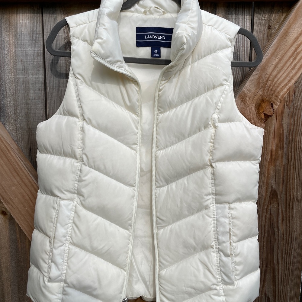 Lands' End Women's Cream Quilted Vest XS